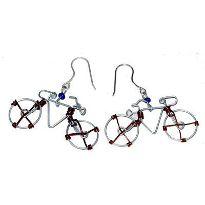Hand-made Wire Bicycle Earrings From Recycled Wire