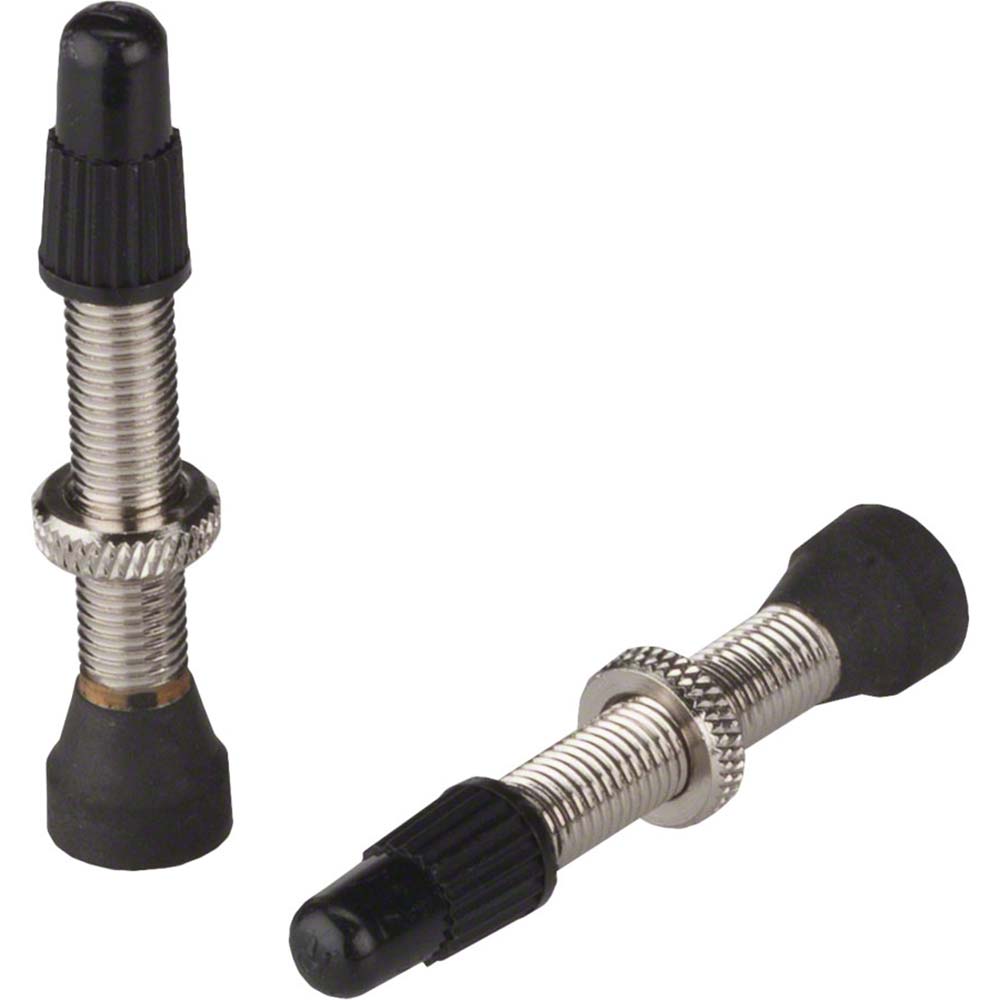 Whisky No.7 Brass Tubeless Valves - Pair - 40mm - Silver